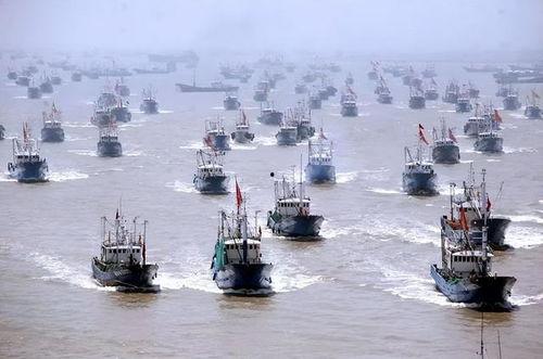 中国演习渔船吃瓜,海上维权与和平捕捞的和谐交响